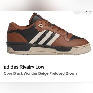Adidas Rivalry Low Sneakers Core Black, Preloved Brown, Wonder Beige Mens